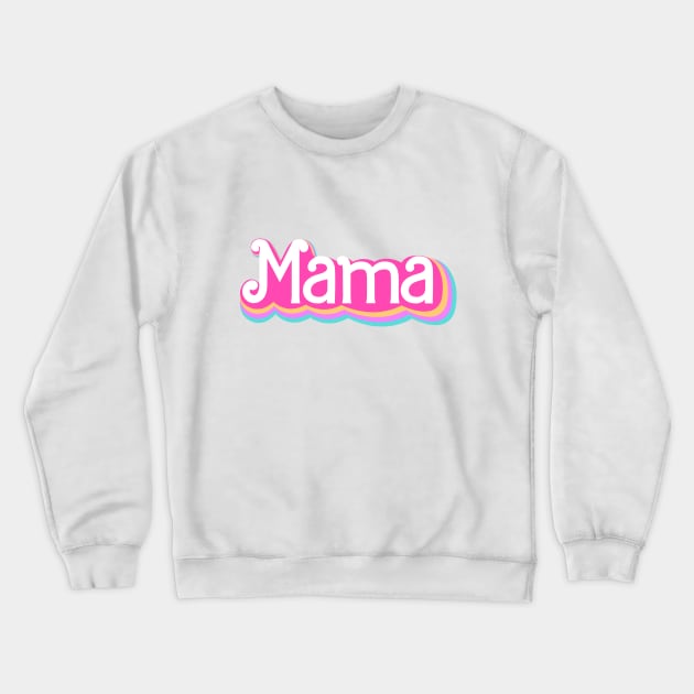 Mama Barbie style logo, pink custom name with rainbow Crewneck Sweatshirt by PrimeStore